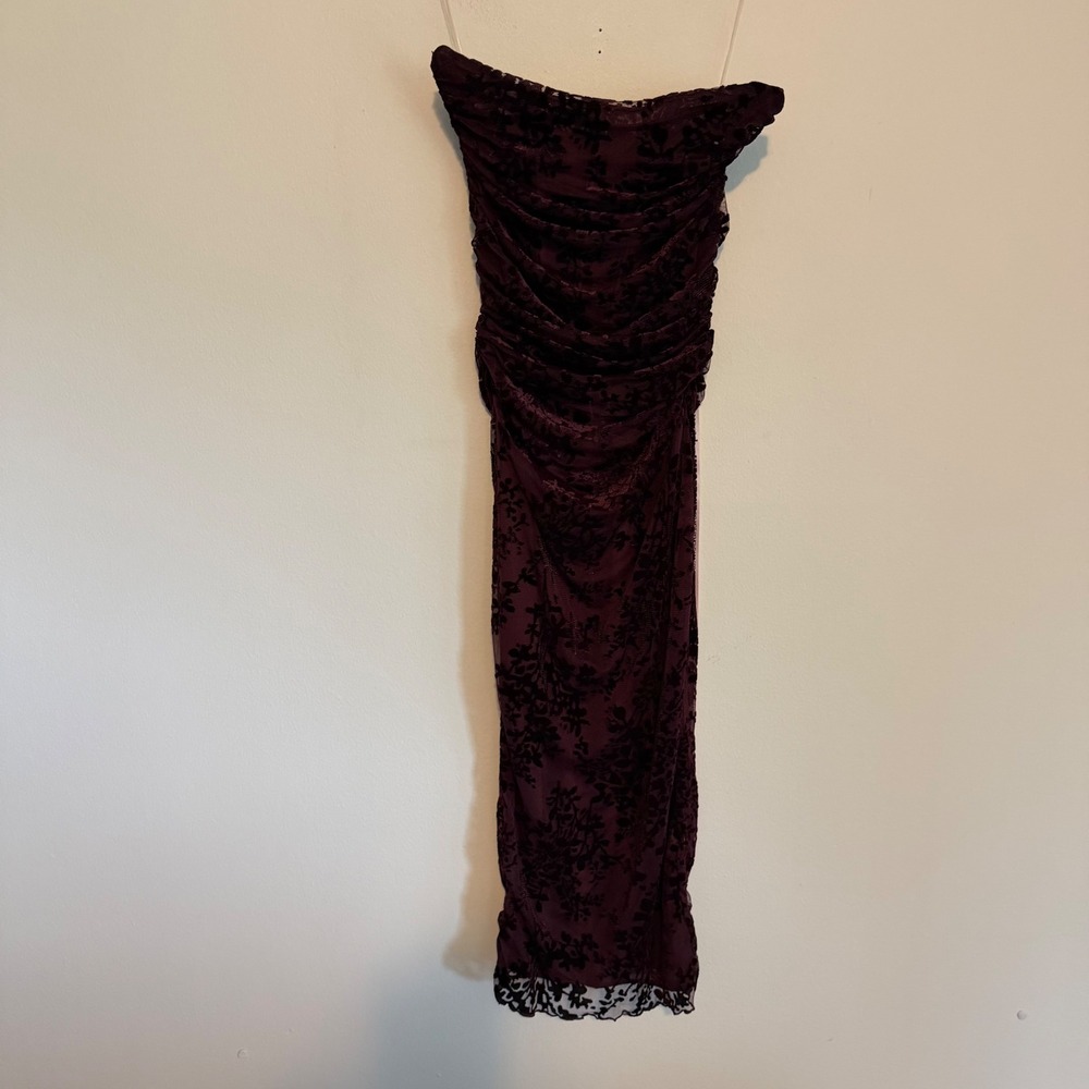 NWT House of CB Isadora midi dress black cherry decore corset velvet XS romantic - Picture 2 of 7